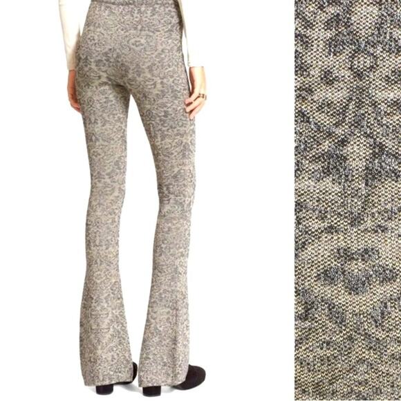 FREE PEOPLE Black Tea Combo Metallic Jacquard Printed Flare Pant size small - Picture 10 of 10